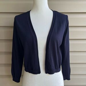 •Talbots• Navy Open Front Lightweight Shrug Sweater - Size Large